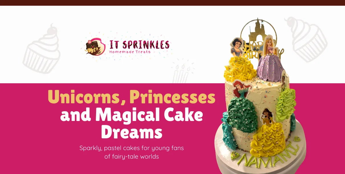 Pastel Unicorn Birthday Cake With A Golden Horn And Sparkling Details.