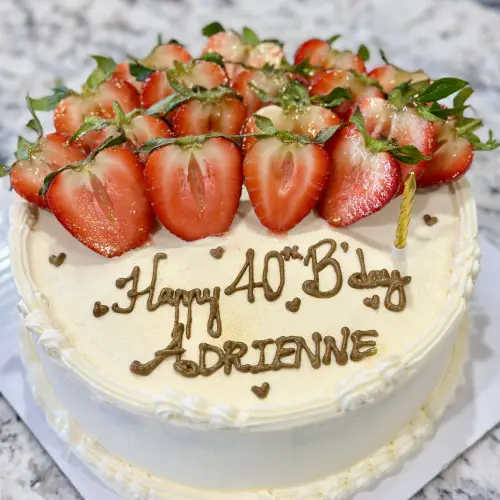 Strawberry-Topped Birthday Cake